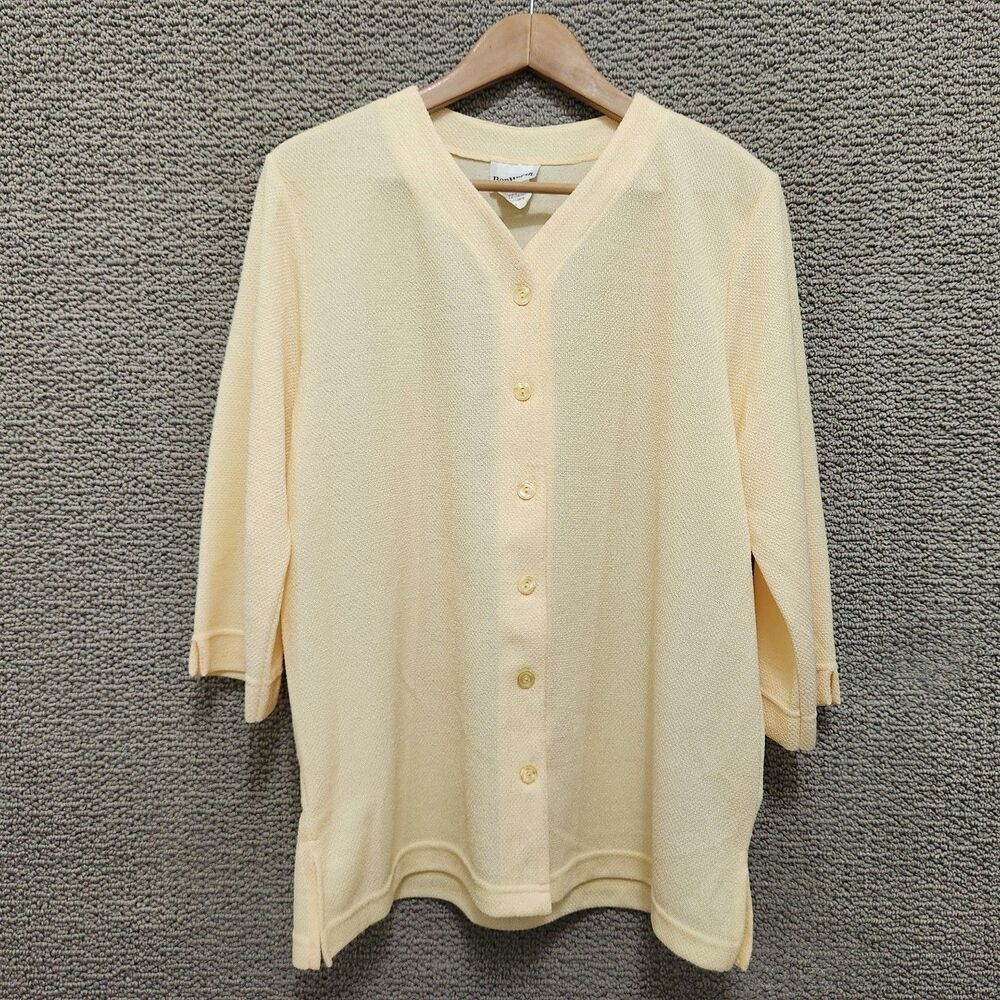 BONWORTH Women's Cream Textured Button Front Cardigan Size M
